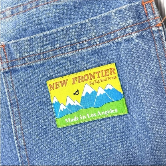 BIG BUD PRESS New Frontier Back Patch High Rise Rigid Denim Straight Jeans 28 - Picture 6 of 7
